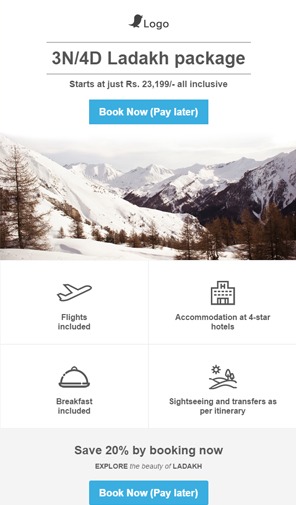 Responsive email marketing templates for travel businesses