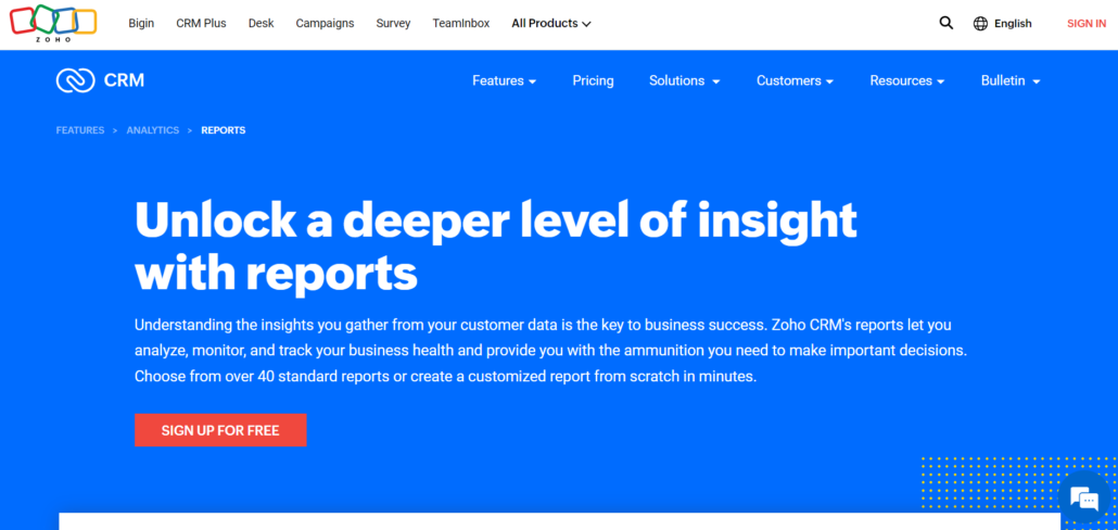 zoho sales reporting software