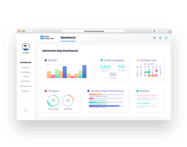 admissions crm dashboard