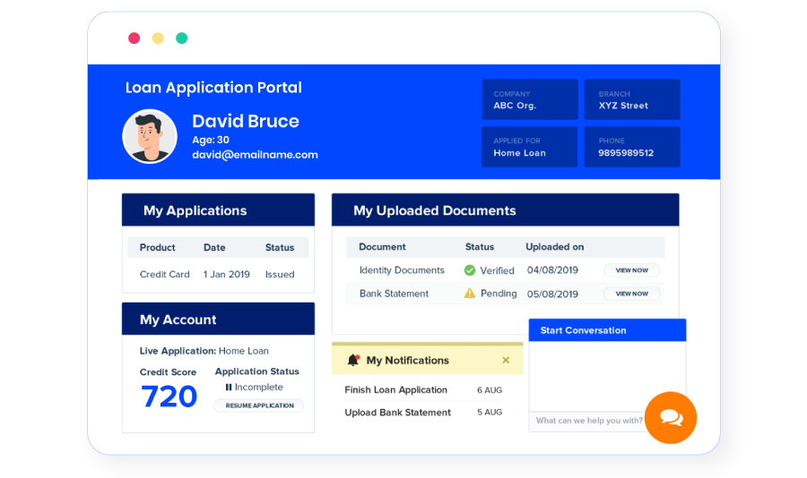 Loan management system application portal