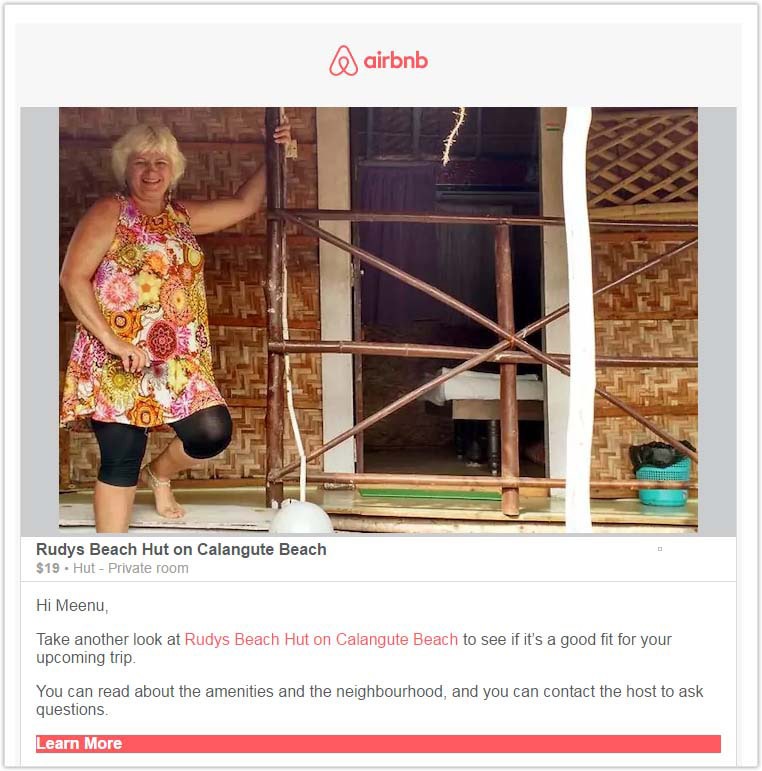 Drip campaign example - Airbnb