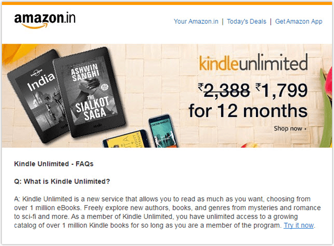 Drip marketing - Amazon Kindle