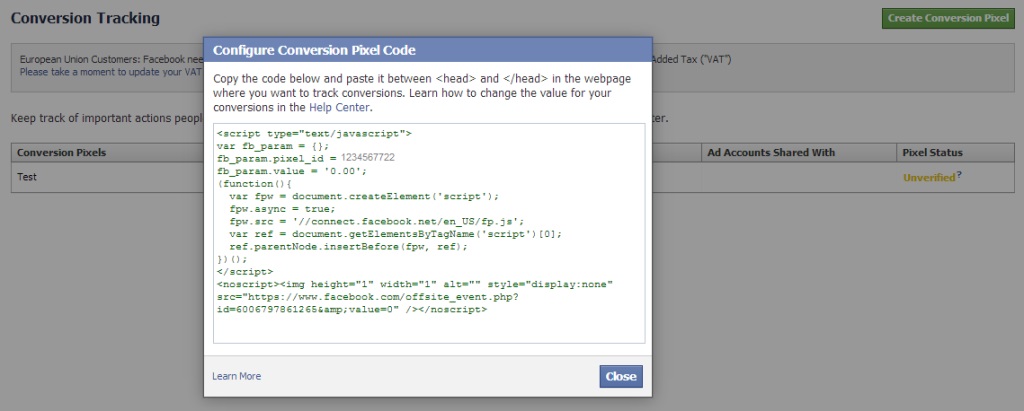 Facebook Conversion Tracking