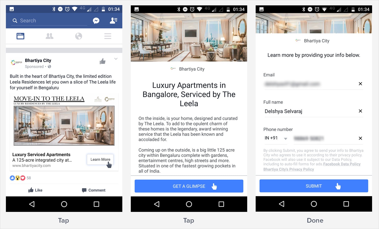 Facebook lead ads – example