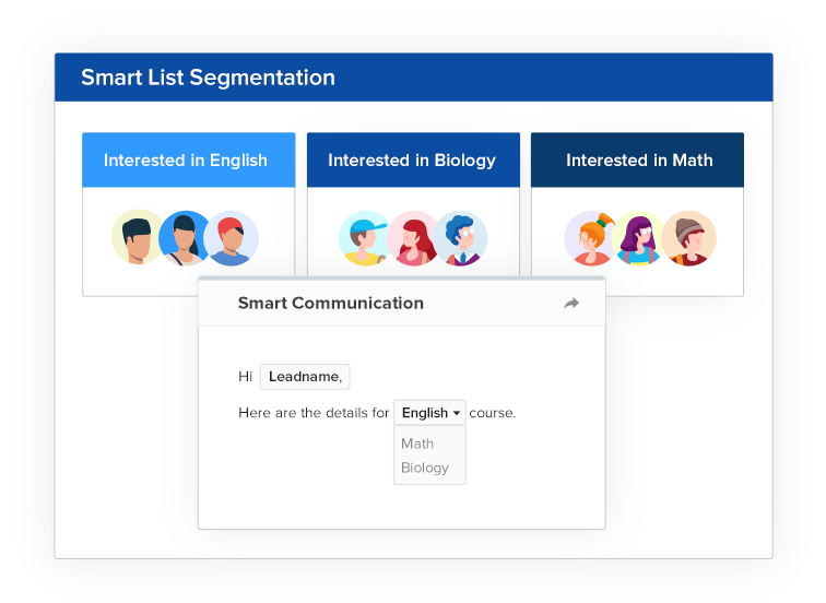 CRM Segments Leads captured from Student Portal