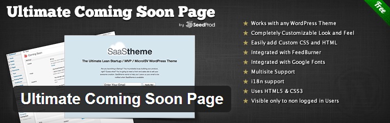 WordPress Landing Page plugins - Ultimate Coming Soon Page
