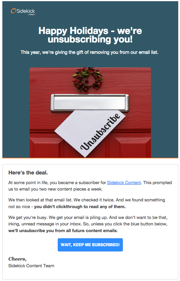 Unsubscribe email example