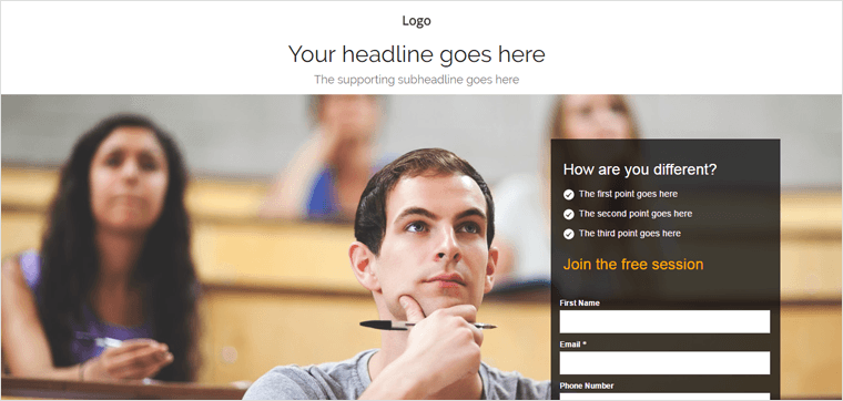landing page optimization education headline example 1