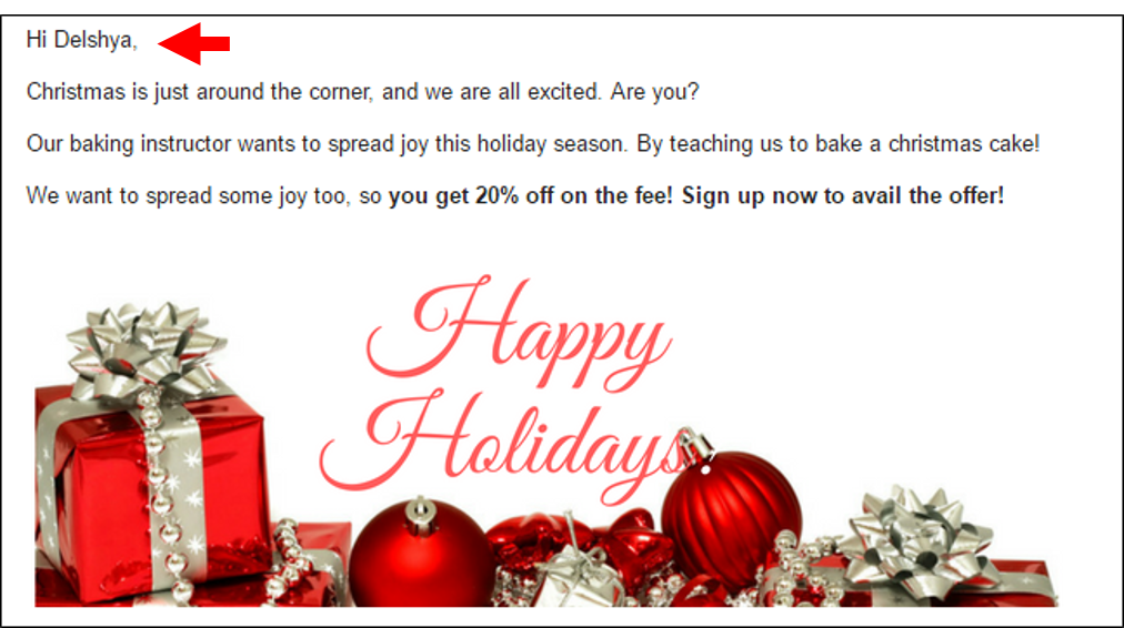 Holiday email marketing - personalize