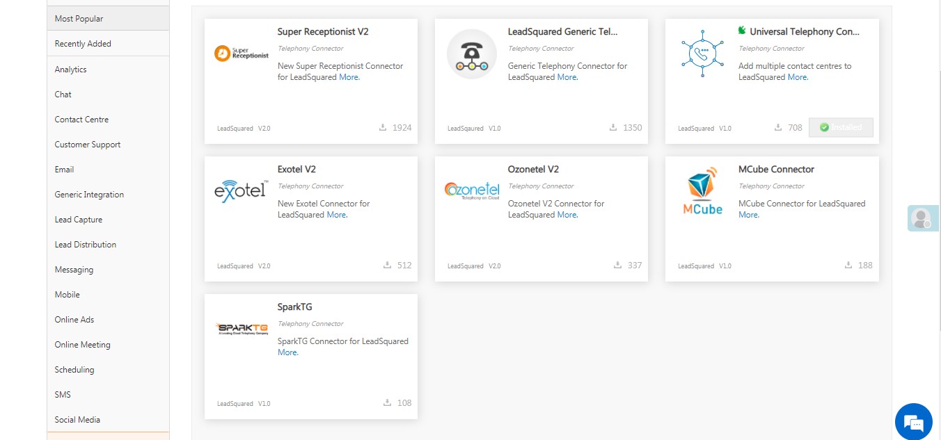 telephony integration CRM - LeadSquared