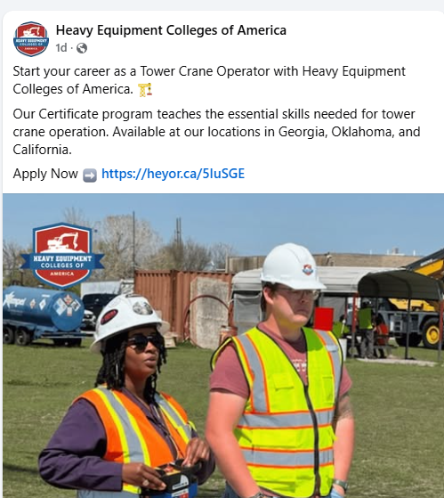 12 Social Media Marketing Strategies for Higher Education & Tools to Use in 2025 1 Heavy Equipment Colleges of America Facebook Post