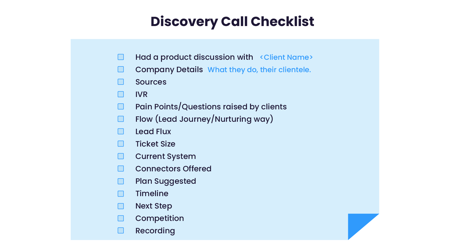 Discovery call checklist example