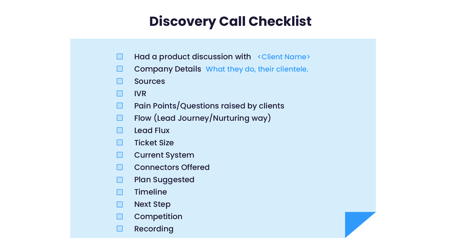 Discovery call checklist example