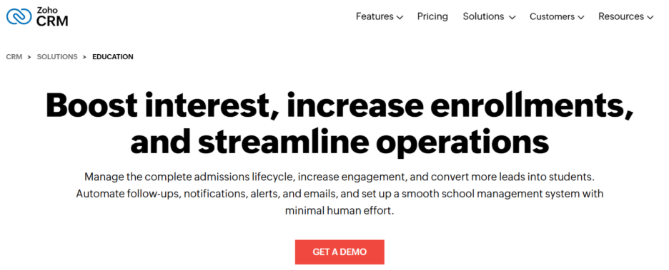 CRM for Higher Education: Features, Benefits & Top 10 Software Picks 8 Zoho for Education