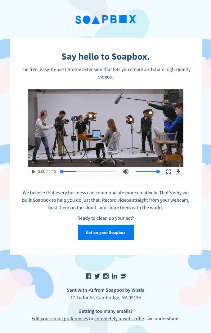 Video email example - soapbox wistia