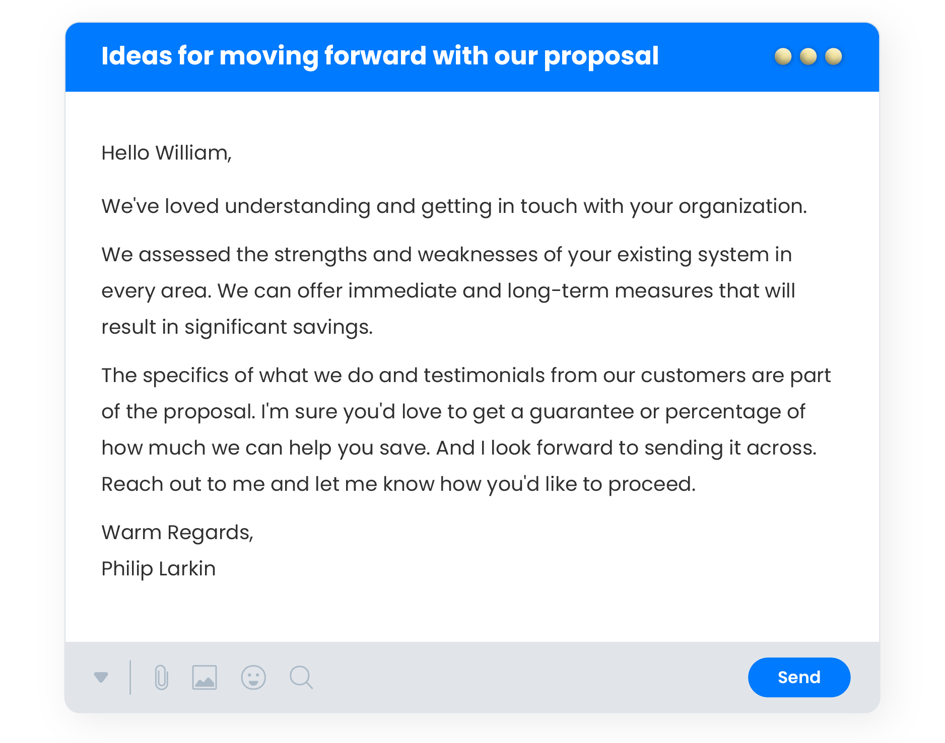 sales email template for sending a proposal