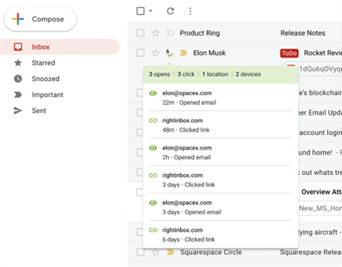 Right Inbox email tracking