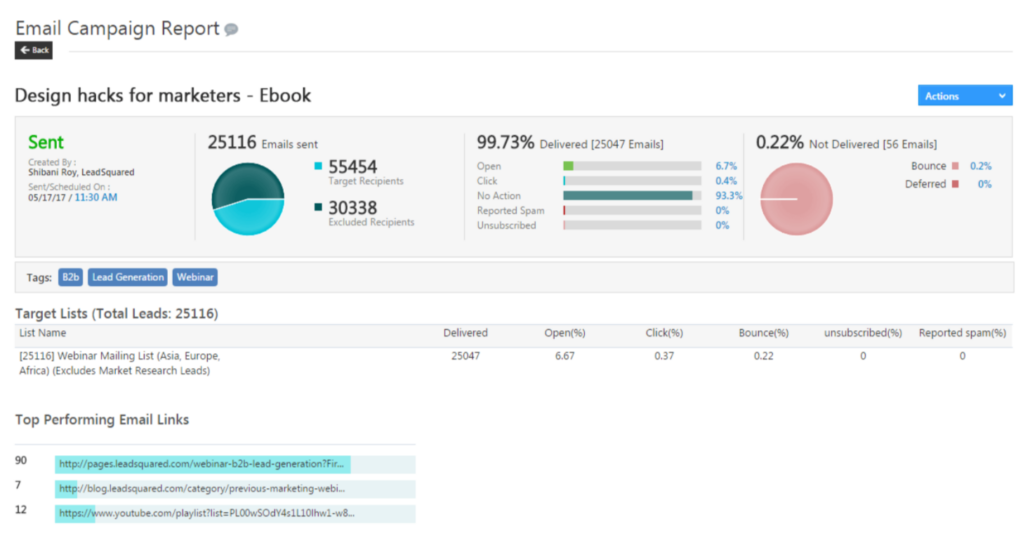 customer segmentation email campaign report