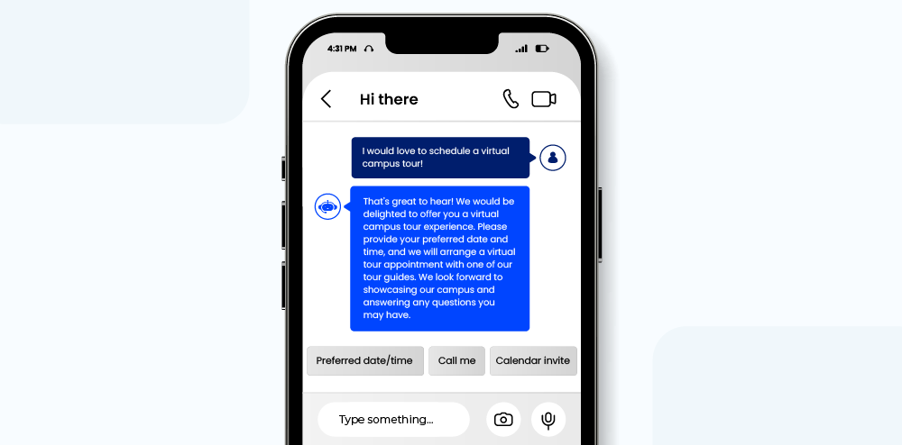education chatbot for virtual campus tour appointment