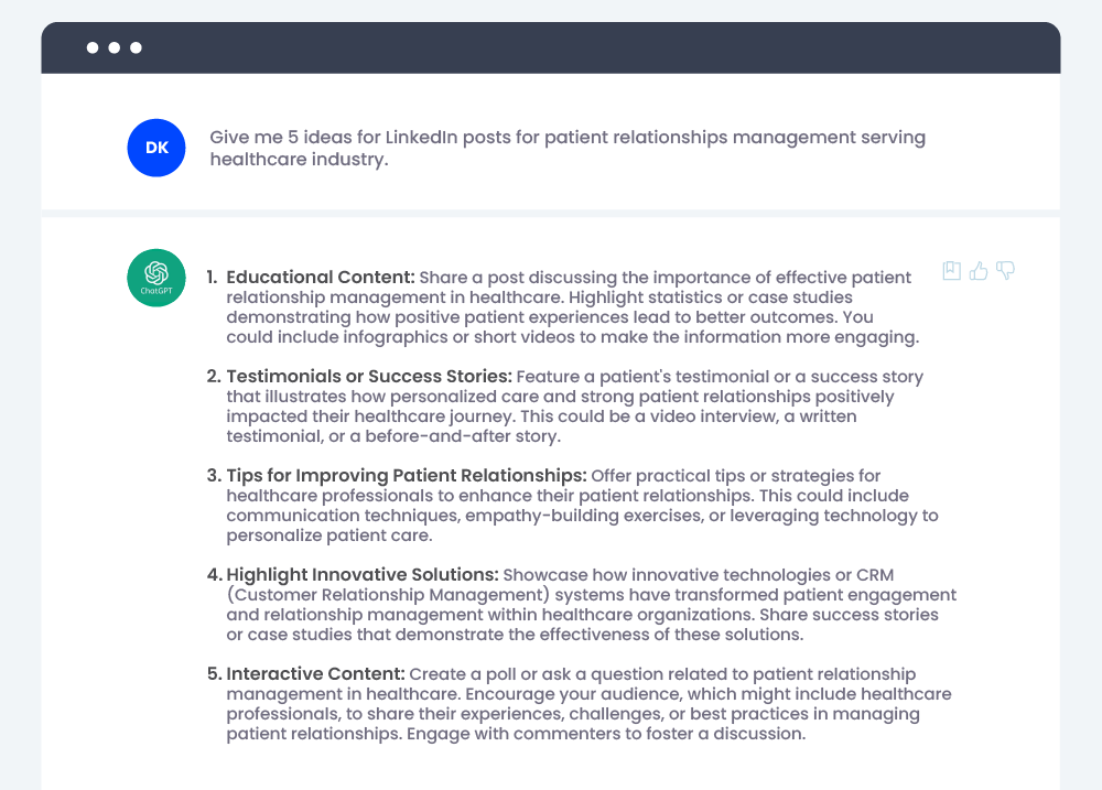 ChatGPT prompts to generate ideas for LinkedIn Posts
