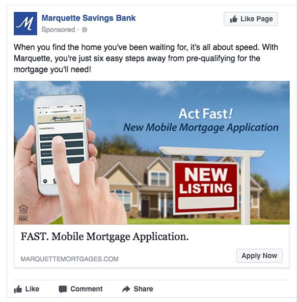 Facebook Mortgage Ads- Marquette Savings Bank