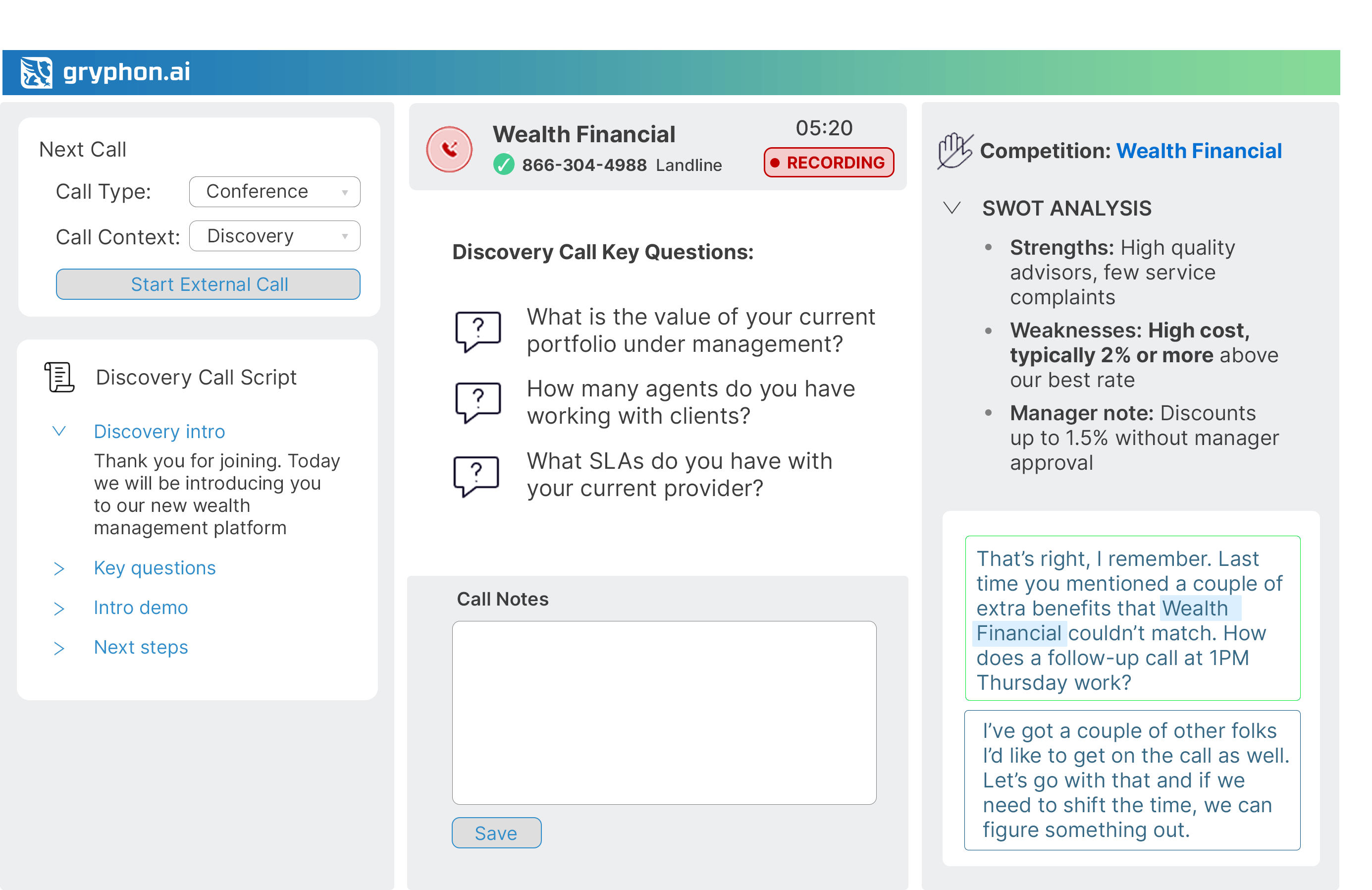 Gryphon.AI sales intelligence tools