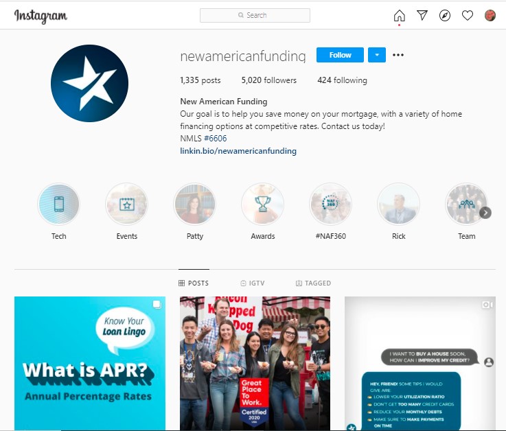 New American Funding - Instagram profile