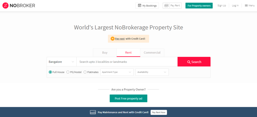 NoBroker - proptech startups in India