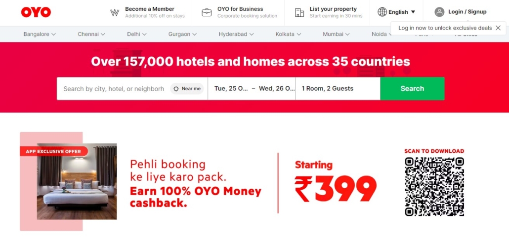 OYO Rooms - Travel tech startup - India