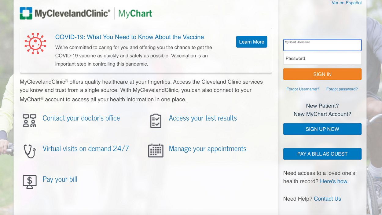 Cleveland Clinic's MyChart portal