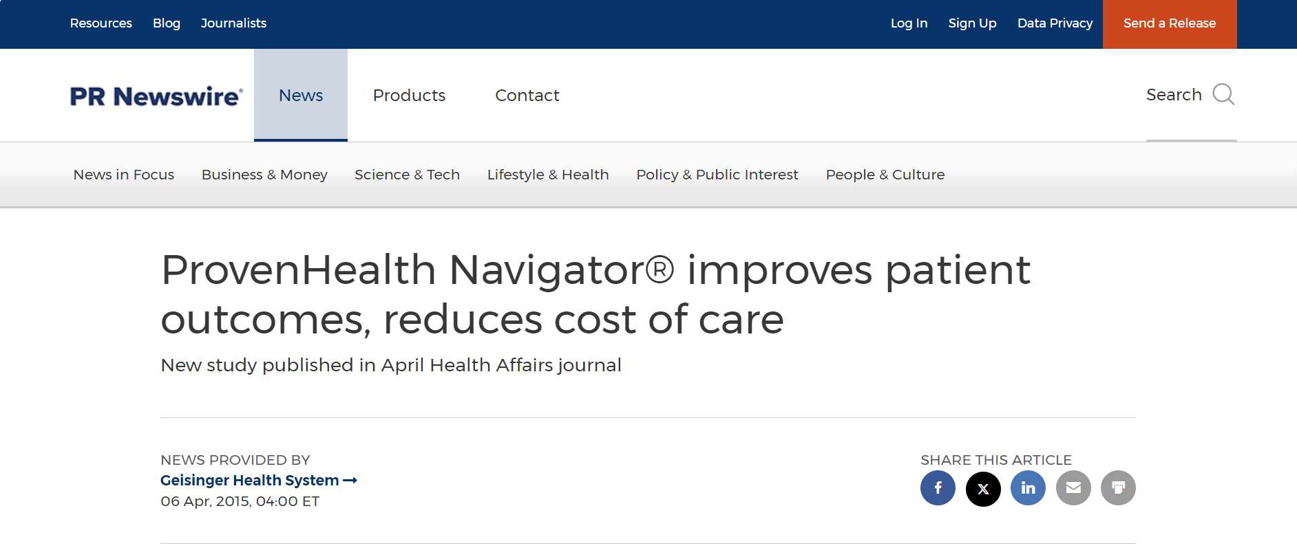 Geisinger ProvenHealth Navigator program