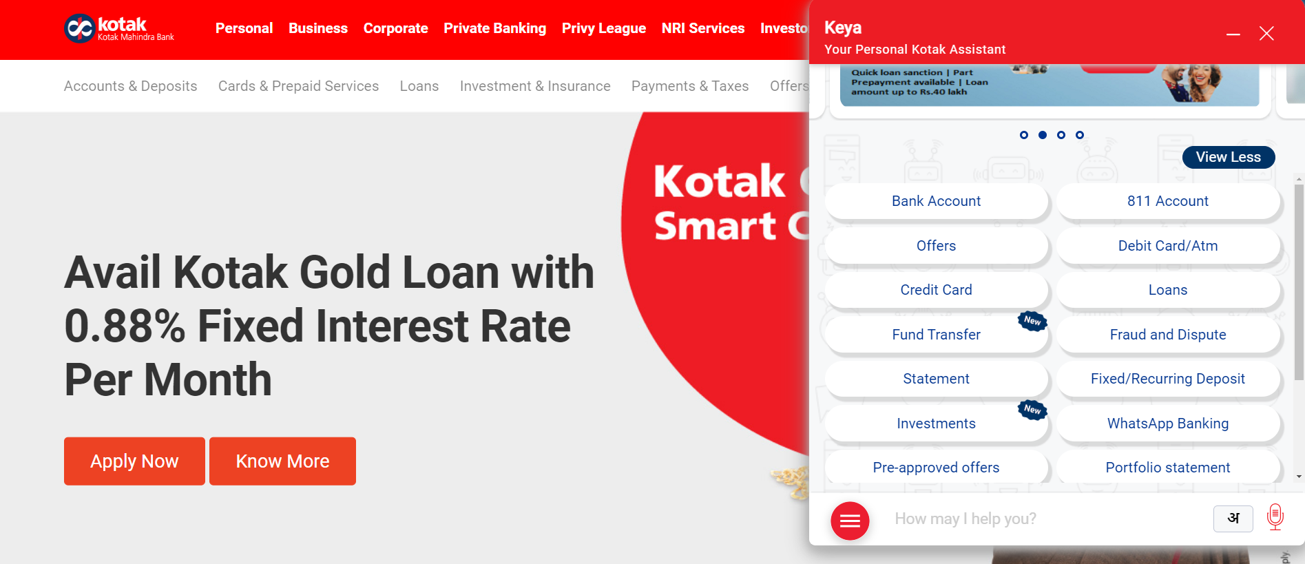 Kotak mahindra chatbot keya