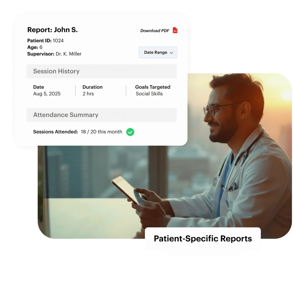 Patient-specific reports - ABA Data Collection Software page