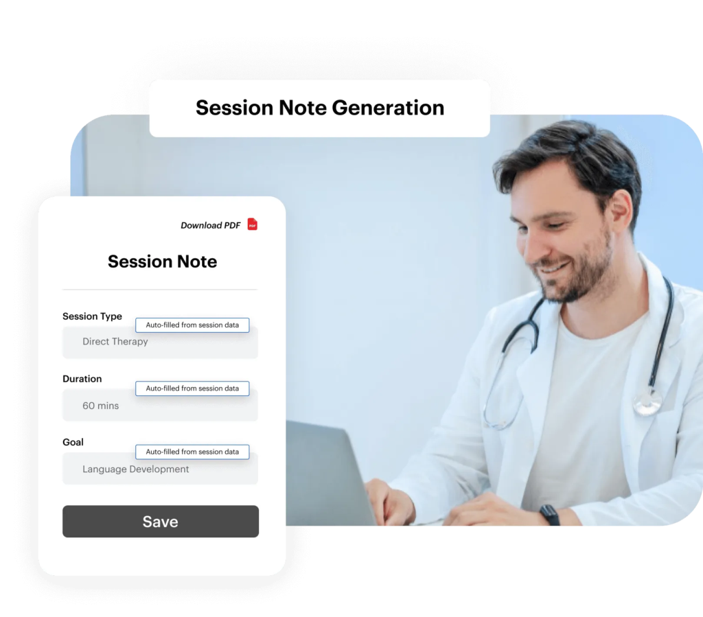 Session note generation - ABA Data Collection Software page