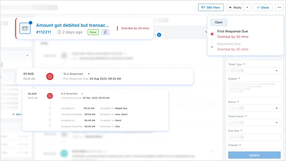 Multi-Level Escalation-Service CRM page