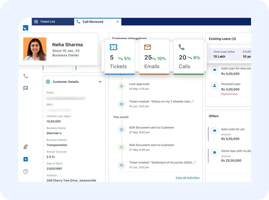 One platform for sales and support-ServiceCRM page