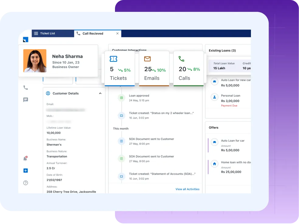 One platform for sales and support-ServiceCRM page