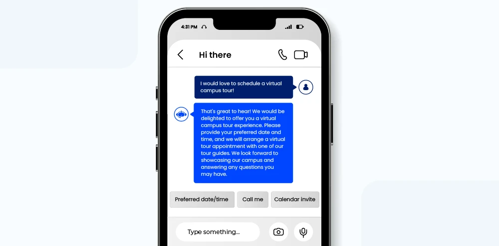 Chatbot for education - virtual tour request