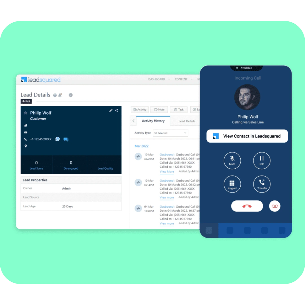 LeadSquared CRM Call Dashboard