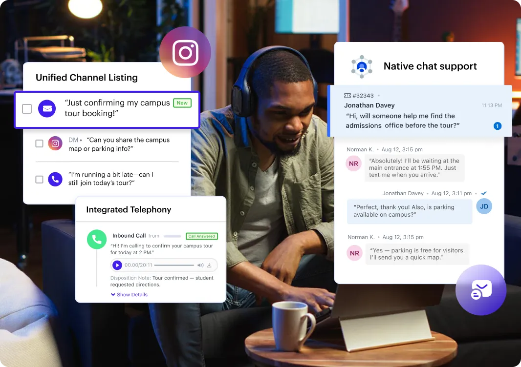 US home page One surface for chat SMS email and calls 3