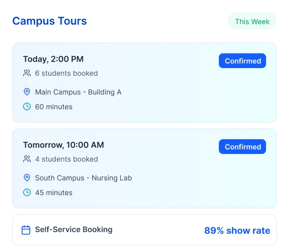 book more campus tours — and actually fill them crm for hvac schools: fill more seats, faster