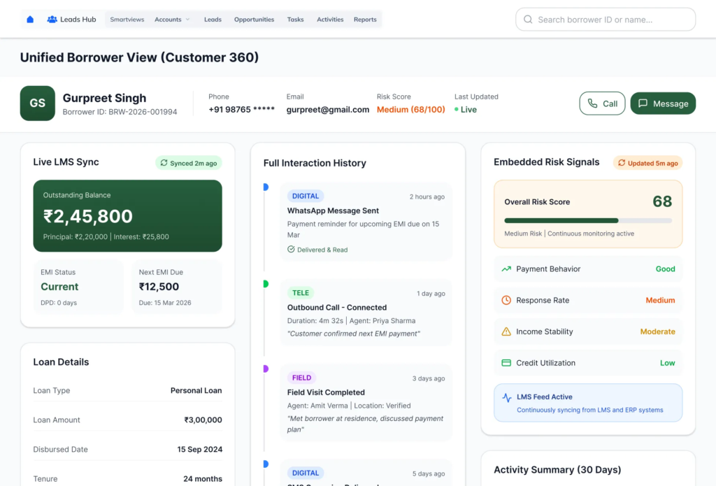 unified-borrower-view-customer-360-debt collection software