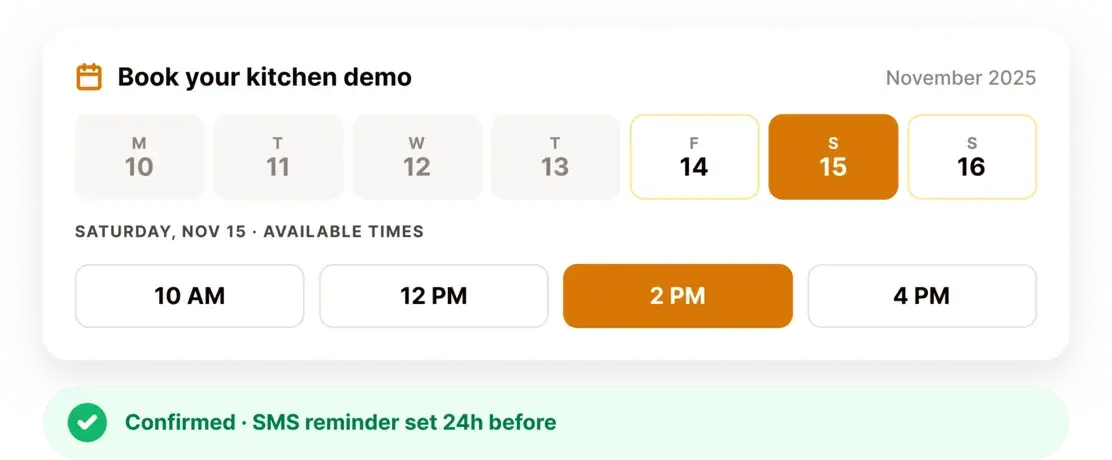 campus tour & kitchen demo scheduling