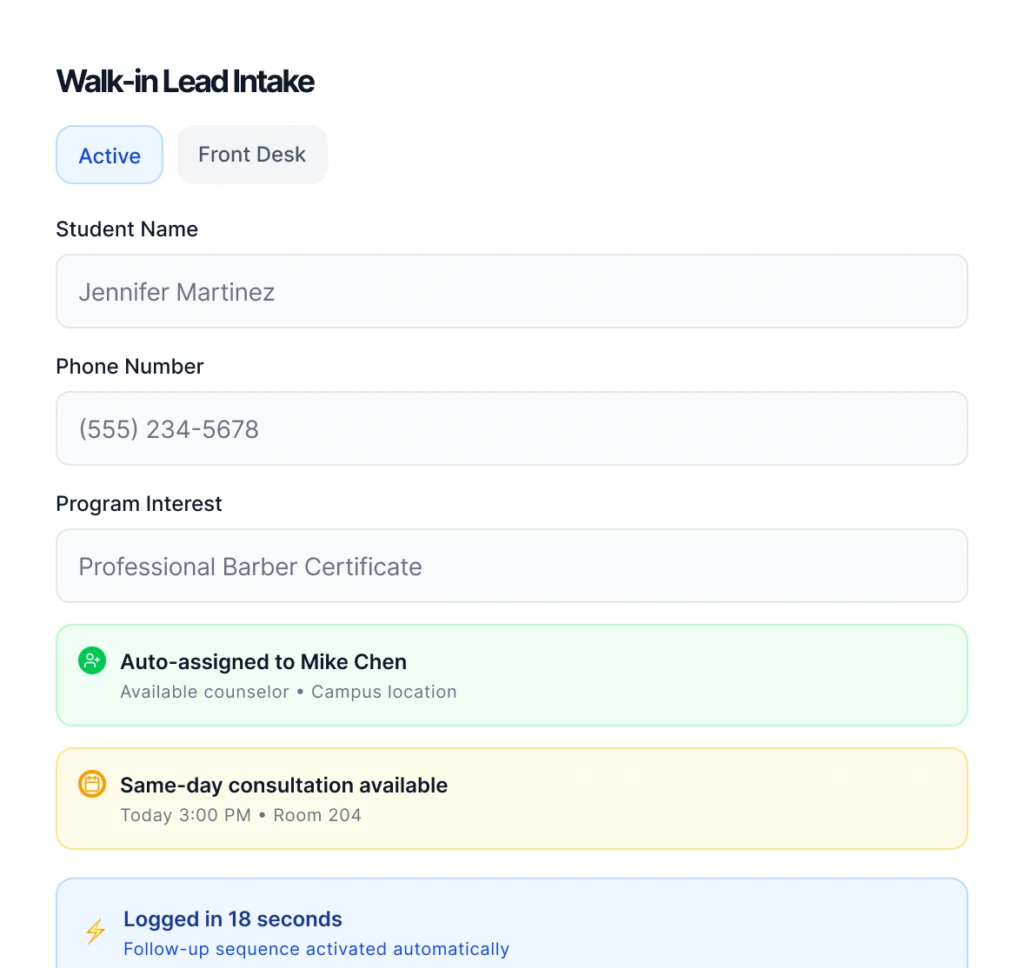 turn every walk-in into a tracked lead — instantly