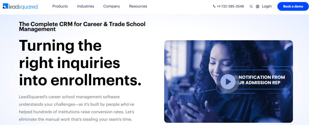 leadsquared career school crm software - gegi sis crm integration