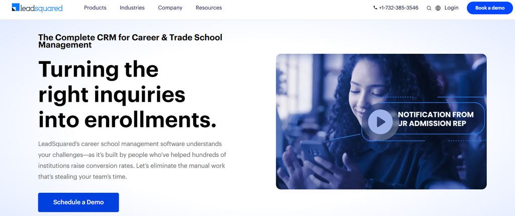 leadsquared career school enrollment