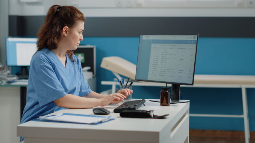 nurse typing computer keyboard consultation crm that works with kareo (tebra): automating patient acquisition beyond built-in tools