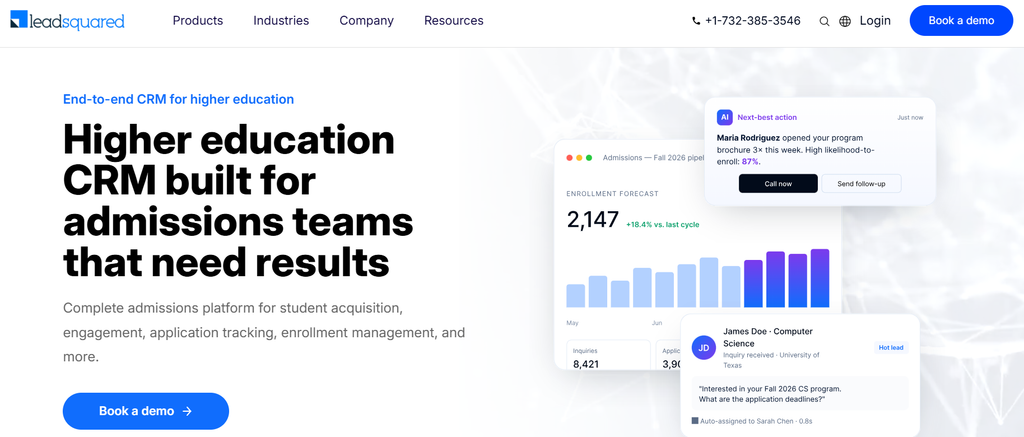 leadsquared higher education crm